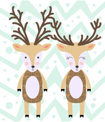Deer in Scandinavian style. Funny, cute poster.