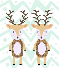 Deer in Scandinavian style. Funny, cute poster.
