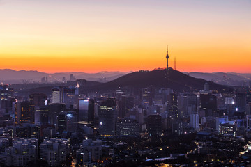 Fototapeta na wymiar Sunrise morning at Seoul South Korea