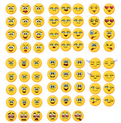 Set of yellow Emoticons. Isolated smile face. Emoji Mood on white background. illustration characters for applications and games.