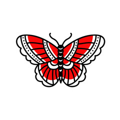 butterfly doodle icon, traditional vector illustration