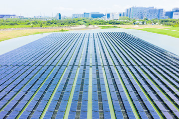 solar panels shot by drone