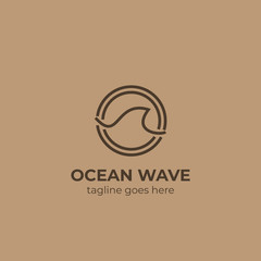 brown nature ocean wave tide logo icon symbol line outline monoline style badge emblem environtment