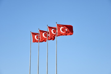 turkşsh flags on sky view