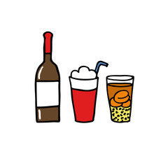 chilean drinks doodle set icon, vector illustration