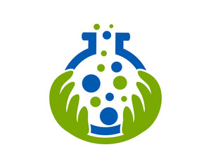 bubble beaker dot hand leaf