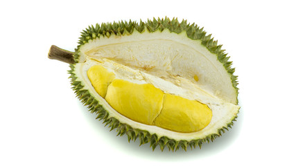 Fototapeta premium Durian, the most famous fruit. Whole and ripped