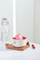 Frozen yogurt dessert with cherries