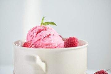 Frozen yogurt dessert with cherries