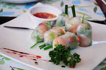Vietnamese food on white plate