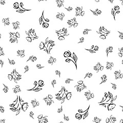 Hand drawn rose seamless pattern for print design. Rose floral seamless pattern. Spring textile texture. Repeat design element