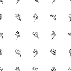 Hand drawn rose seamless pattern for print design. Rose floral seamless pattern. Spring textile texture. Repeat design element