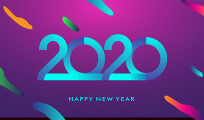 Happy New Year 2020 colorful abstract design, vector elements for calendar and greeting card.