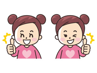サムズアップする女の子