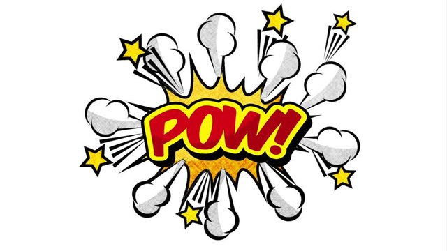 explosion with pow word pop art style animation