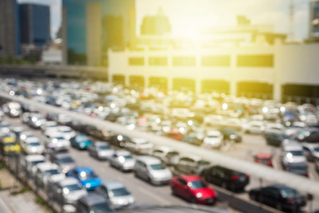 Vintage blur of car at public car parking