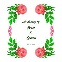 Vintage bride and groom with texture seamless rose wreath frame. Vector