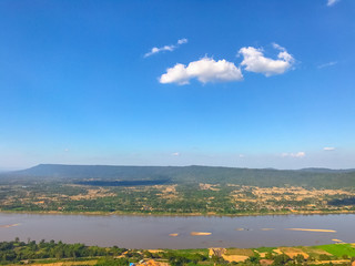 Fototapeta premium Landscape of river mountain and blue sky