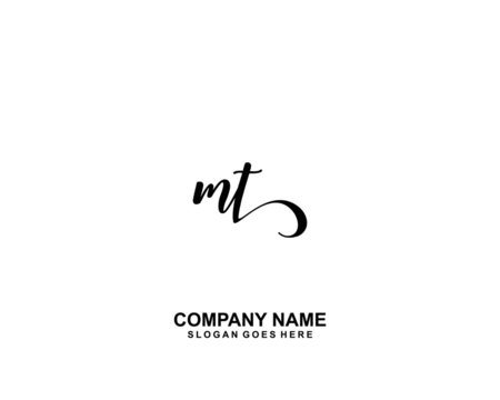 MT Initial handwriting logo vector	