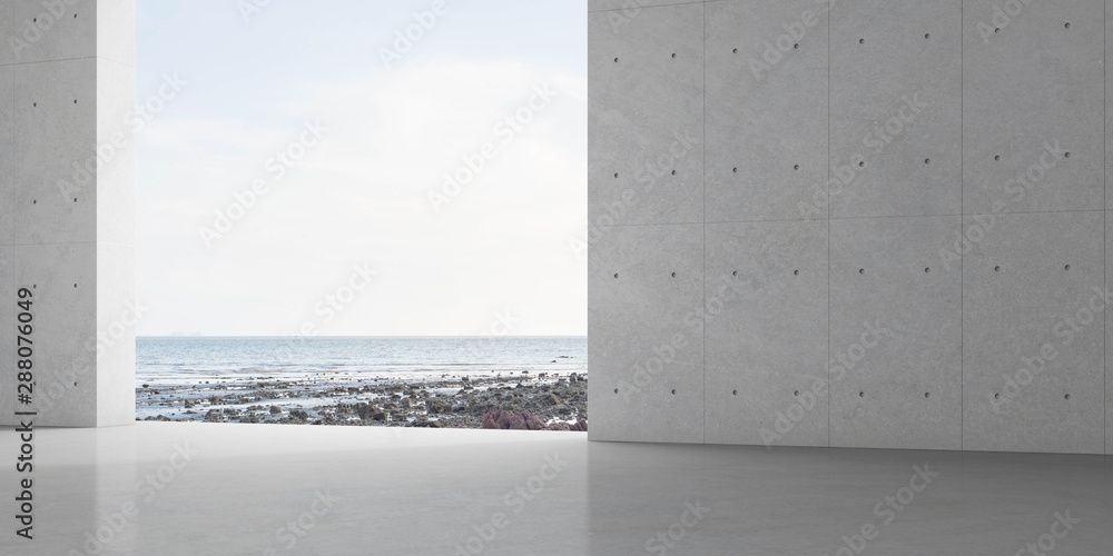 Poster abstract of concrete interior with sun light cast the shadow on the floor ,geometric structure desig