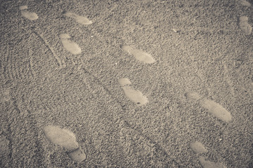 Footprint on sand beach