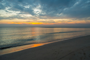 Siluette sunset at the beach background