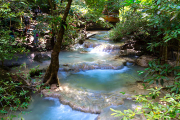 Erawan Waterfall edyllic  with green natural