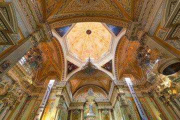 Guanajuato, Mexico-17 April, 2019: Interiors Basilica of Our Lady of Guanajuato (Basílica de Nuestra Senora de Guanajuato)