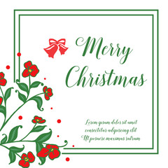 Decoration of red wreath frame, for calligraphic element of merry christmas. Vector