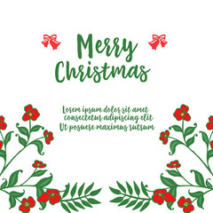 Decoration of red wreath frame, for calligraphic element of merry christmas. Vector