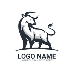 Strong bull standing. Modern Bull logo design.
