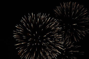 Festive fireworks on black background.