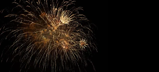 Foto op Canvas Festive fireworks on black background. © happy_author