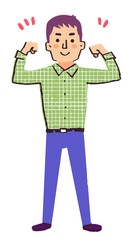 ガッツポーズをする男性