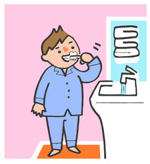 歯磨きをする男性