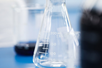 Glass ware in laboratory.Laboratory equipment concept.Scientific glassware for chemical experiment.	