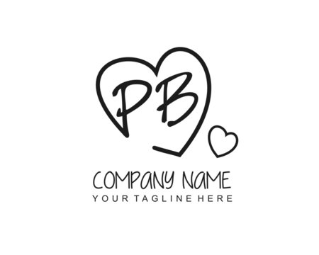 Initial letter PB handwriting logo with heart template vector Stock Vector  | Adobe Stock
