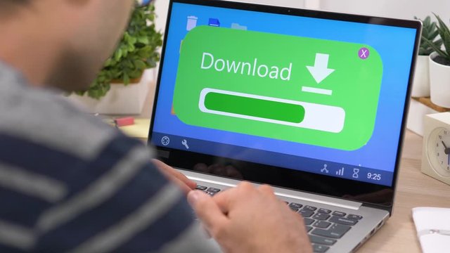 downloading content on a laptop computer