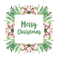 Elegant leaf wreath frame, border for poster merry christmas. Vector