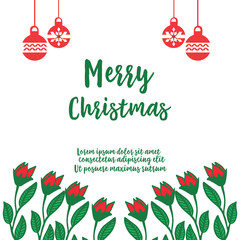 Naklejka premium Border banner of merry christmas, with design plant of leaf flower frame. Vector
