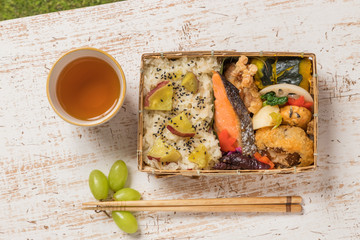 典型的な和食(弁当) Japanese style famous lunch box (bento)