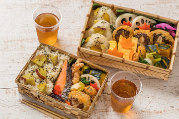 典型的な和食(弁当) Japanese style famous lunch box (bento)