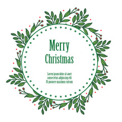Greeting card design of merry christmas, with pattern of leaf wreath frame. Vector