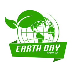 Earth Day banner. Happy earthday flat logo. Save the planet earth concept. 