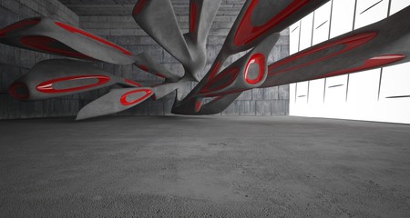 Empty dark abstract concrete smooth interior . Architectural background. 3D illustration and rendering