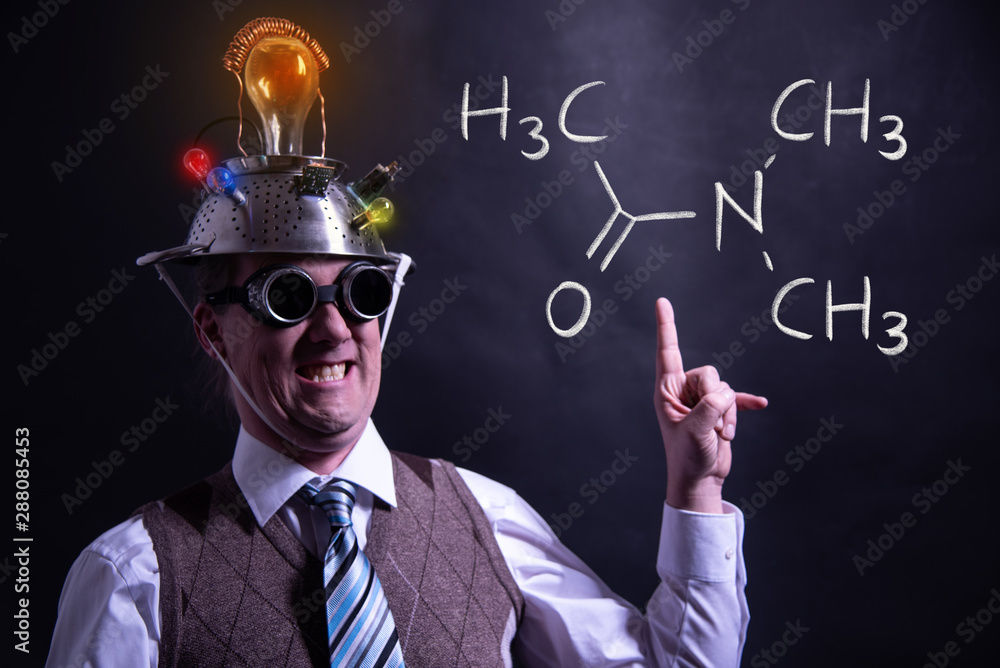 Sticker Nerd presenting handdrawn chemical formula of Dimethylacetamide