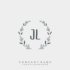 letter JL surrounded by beautiful and elegant flowers and leaves. Wedding monogram logo template. Fashion Logo template Vectors,