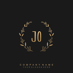 letter JO surrounded by beautiful and elegant flowers and leaves. Wedding monogram logo template. Fashion Logo template Vectors,