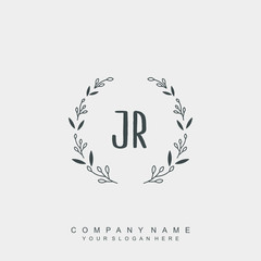 letter JR surrounded by beautiful and elegant flowers and leaves. Wedding monogram logo template. Fashion Logo template Vectors,