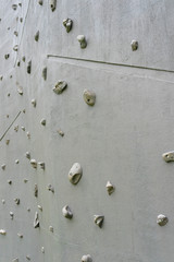 Strong hooks on the wall of the climbing wall. Training for climbers.